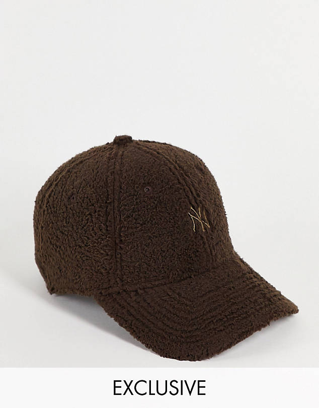 New Era Exclusive 9forty cap in brown teddy with tonal NY