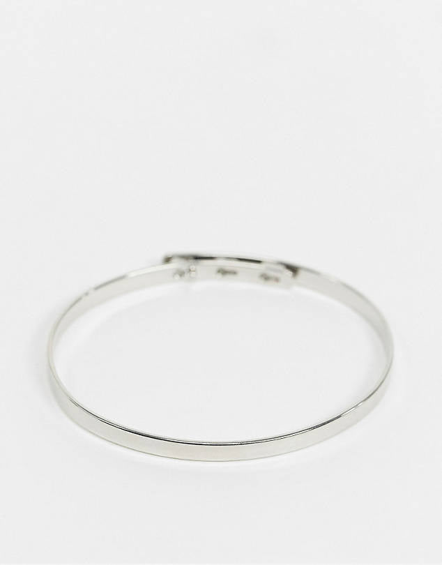 Bangle bracelet in minimal design in silver tone